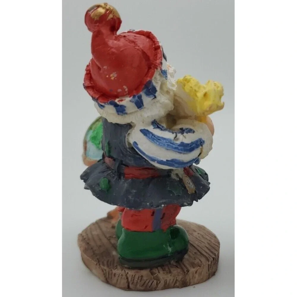 Vtg 1996 Handpainted Hermitage Pottery Santa Claus Set of 2 Blue List Globe 3.5